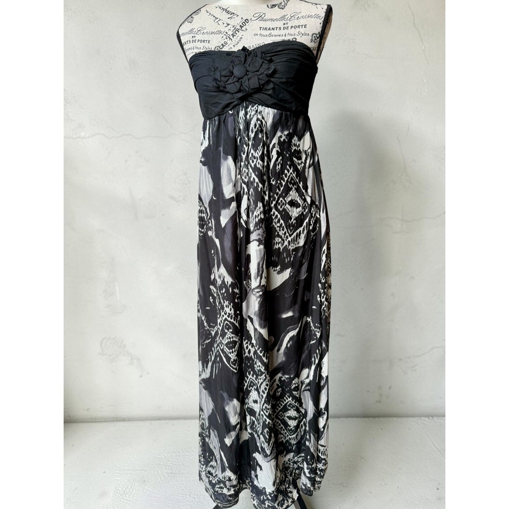 MM Couture by Miss Me Chic Floral Strapless Maxi Dress Size S Off the Shoulder